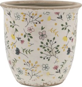 Ghiveci cu motiv floral, H16.5/D17 cm, Cavaillon
