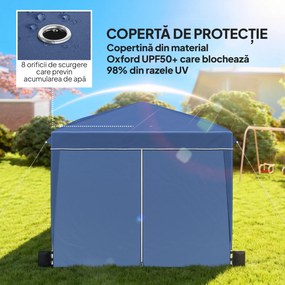 Outsunny Pavilion 3x3 m Pliabil Pop Up cu Înălțime Reglabilă, Pavilion de Grădină cu Pereți Laterali, Saci de Nisip, Geantă de Transport, UV50+, pentru Exterior Camping Petreceri, Albastru Închis | Aosom Romania