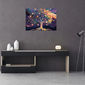 Tablou pe sticlă – Arbore violet plin de energie (70x50 cm)