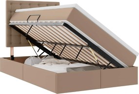 vidaXL Pat cu saltea și LED Cappuccino 120 x 200 cm Piele artificială