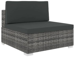 vidaXL Scaun modular de mijloc, 1 buc., gri, poliratan, cu perne