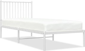 vidaXL Cadru de pat metalic cu tăblie, alb, 80x200 cm