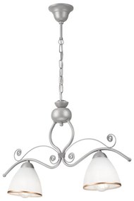 Lustră pe lanț RETRO 2xE27/60W/230V argintiu