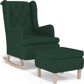 vidaXL Fotoliu balansoar cu taburet, verde închis, material textil