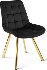 OFERTA Scaun de dining SORIA VELVET cu picioare aurii, negru calitatea II