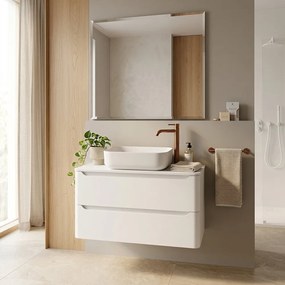 Dulap baza suspendat Rune Laguz 2 sertare 60 cm alb lucios