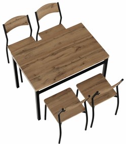 Set masa + 4 scaune din lemn , metal negru mdf stejar artizan metal negru/mdf stejar artizan