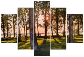 Tablou cu pomi lângă lac (150x105 cm)