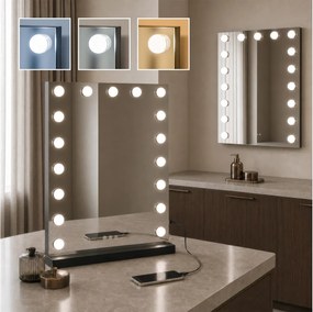 BRILAGI - Oglindă de machiaj LED reglabilă HOLLYWOOD LED/15W/230V 55x77 cm neagră