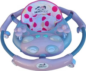 Premergator reglabil in 6 trepte de inaltime NOVOKIDS™ Baby Panda Walker, Cu melodii, Pliabil, Max 20 kg, Roti silentioase, Model Ursulet Panda, Roz