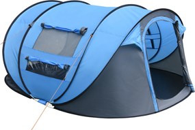 Outsunny Cort de Camping Pop Up pentru 2 Persoane cu 2 Uși, 4 Ferestre și Înveliș Impermeabil, 263.5x220x123 cm, Verde | Aosom Romania
