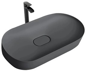 Lavoar pe blat Rea Iris compozit oval 70 cm gri mat