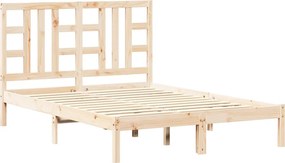 vidaXL Cadru de pat dublu, 135x190 cm, lemn masiv