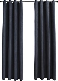 vidaXL Draperii opace cu inele metalice, 2 buc, antracit, 140 x 245 cm