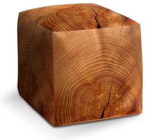 Taburet Cube lemn 2, maro