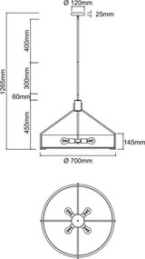 Open Design OR85662 - Lustru pe tijă DORETTO, 6xE27/15W/230V, Ø70 cm, auriu/alb