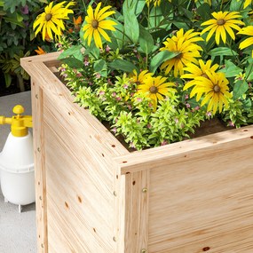 Outsunny Jardinière în formă de L, pat de grădină ridicat, ghiveci de flori cu fund deschis, din lemn 120 x 120 x 62 cm, lemn natural | Aosom Romania