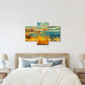 Tablou - Apus de soare peste lac, pictură acrilică (90x60 cm)