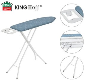Masă de călcat Kinghoff KH 1938, 107.5x30.5 cm, 4 poziții de reglare, Suport pentru fier de călcat, albastru
