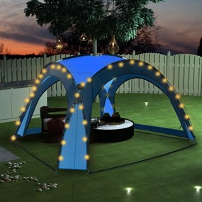 vidaXL Cort petrecere cu led și 4 pereți, albastru, 3,6 x 3,6 x 2,3 m