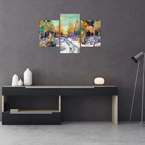 Tablou - Drum înzăpezit prin pădure (90x60 cm)