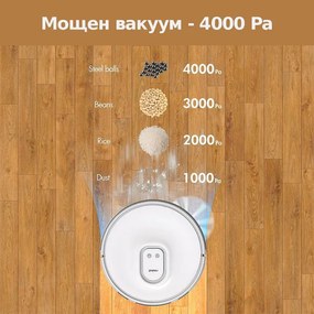 Robot aspirator Neabot NoMo Q11, Li-ion 5200 mAh, Wi-Fi, 50W, 4000 Pa, 2.5 l, Curatare uscata / umeda, Filtru HEPA lavabil, Autogolire, Alb / Negru