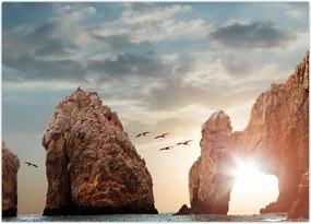 Tablou - Apus de soare peste stânci (70x50 cm)