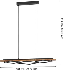 Eglo 901933 - Pendul LED BOYAL, suspendat pe cablu, 2x LED 13W/230V + LED 16W, negru/maro