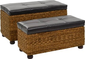 vidaXL Set bănci, 2 buc., maro, iarbă de mare