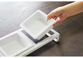 Set 2 boluri pentru animale de companie cu suport Yamazaki Tower, alb