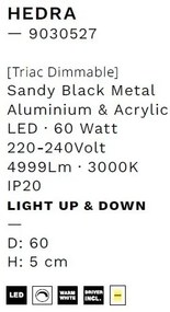 Lustra LED aplicata design modern minimalist HEDRA D-60cm negru