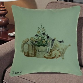 Perna Decorativa Colt Cozy de Craciun Boho, 40x40 cm, Verde, Husa Detasabila, Perna Inclusa, BEKZ®