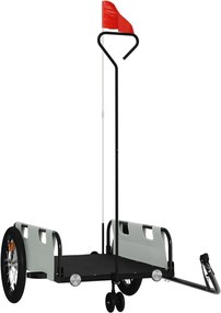 vidaXL Remorcă de bicicletă, gri, textil oxford și fier