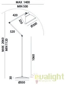 Lampadar, lampa de podea Vintage, Industrial Style cu brat articulat, Loft 269.08.OF