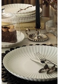 Set de veselă 27 piese din porțelan, alb cu accente argintii