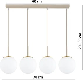 Brilagi - Lustră suspendată pe cablu MILO 4xE27/60W/230V bej/auriu