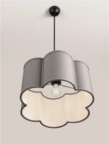 Lustra suspendata cu abajur textil gri BLOOSY