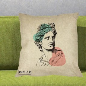 Perna Decorativa Bust Grec Vaporwave, 40x40 cm, Crem, Husa Detasabila, Perna Inclusa, BEKZ®
