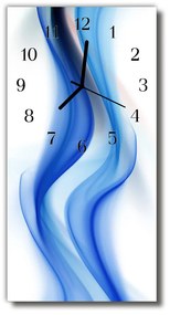 Ceas de perete din sticla vertical Liniile de artă albastru val
