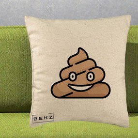 Perna Decorativa Emoji Poop Funny, 40x40 cm, Bej, Husa Detasabila, Perna Inclusa, BEKZ®