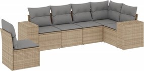 vidaXL Set canapele de grădină cu perne, 6 piese, bej, poliratan