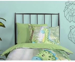 Lenjerie de pat pentru copii verde din bumbac pentru pat de o persoană, extinsă 140x220 cm Dani – Good Morning