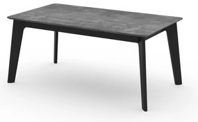 Masă de dining neagră extensibilă cu blat cu aspect de lemn de beton 100x180 cm Shadow – TemaHome