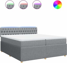 vidaXL Pat box spring cu saltea, gri deschis, 200x200 cm, textil