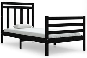3105284 vidaXL Cadru de pat Single 3FT, negru, 90x190 cm, lemn masiv