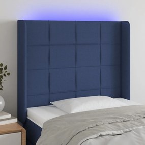 3124036 vidaXL Tăblie de pat cu LED, albastru, 93x16x118/128 cm, textil