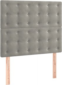 vidaXL Tăblie de pat gri deschis 100x5x118/128 cm catifea