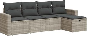 vidaXL Set canapele de grădină cu perne, 5 piese gri deschis poliratan