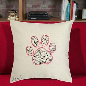 Perna Personalizata Labuta Dalmatian Roz Neon, 40x40 cm, Ecru, Husa Detasabila, Perna Inclusa, BEKZ®