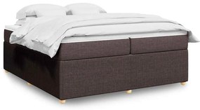 vidaXL Pat box spring cu saltea, maro închis, 200x200 cm, textil